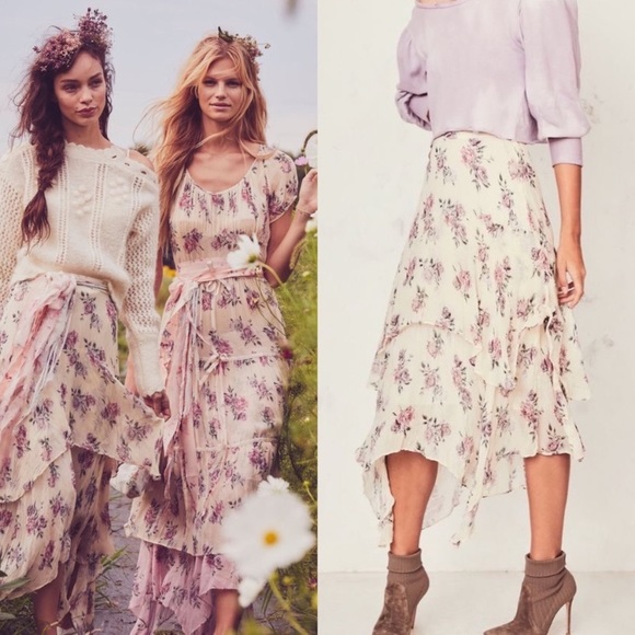 LoveShackFancy Dresses & Skirts - NWT LoveShackFancy Alex Floral Ruffle Skirt